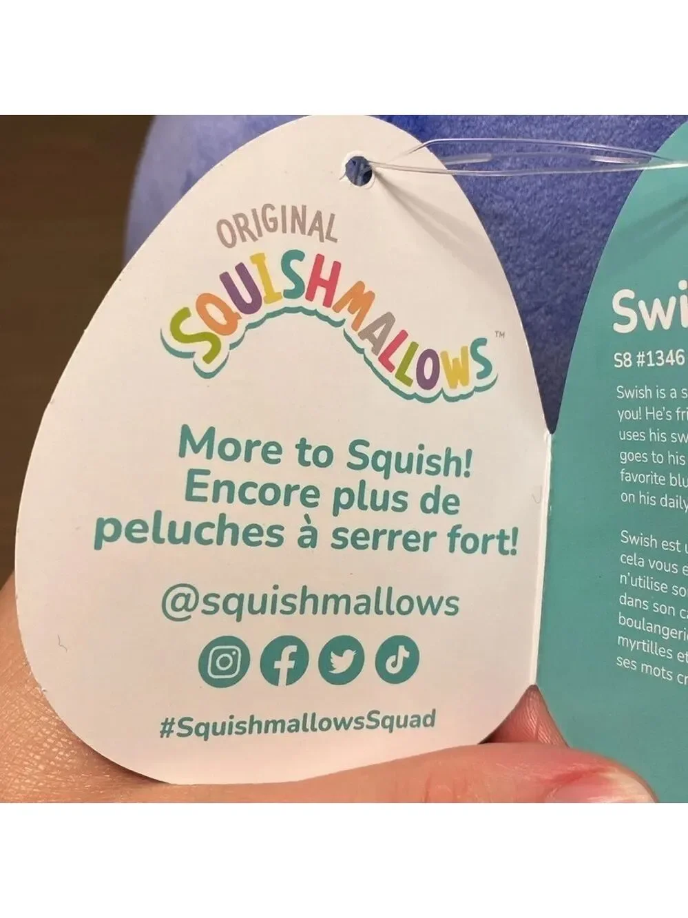 Squishmallows Swish the Swordfish 8” Plush Blue Yellow Sea Life NWT